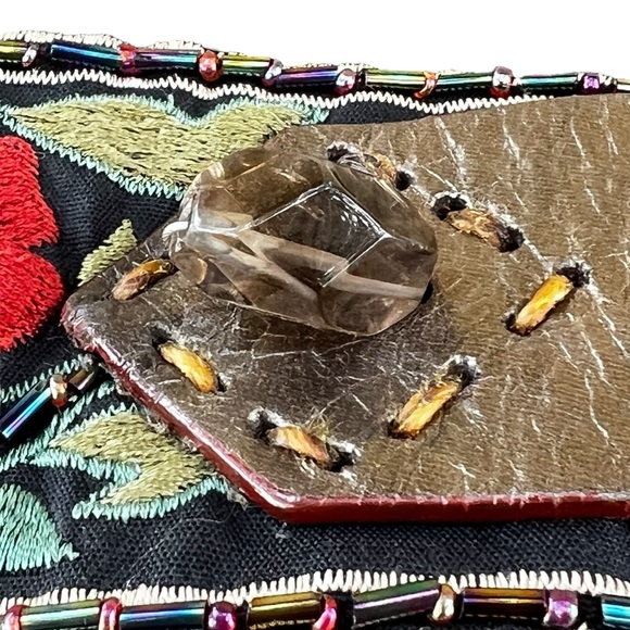 Streets Ahead Anthro Vintage-Inspired Embroidered Leather and Fabric Belt - Picture 4 of 16